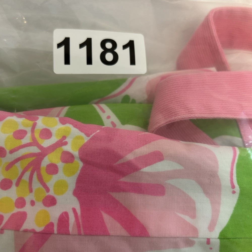 Lilly Pulitzer Sz. 8 Green Pink White Floral Round Neck Halter Back Strap Dress - Picture 9 of 9